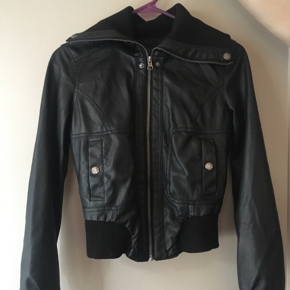 Black faux leather jacket
